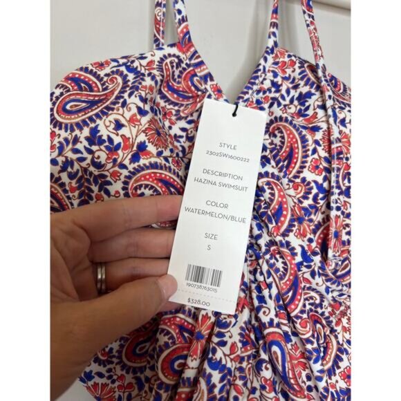 NWT Veronica Beard Hazina Paisley Ruched One-Piece Swimsuit Size: Small - Picture 5 of 8